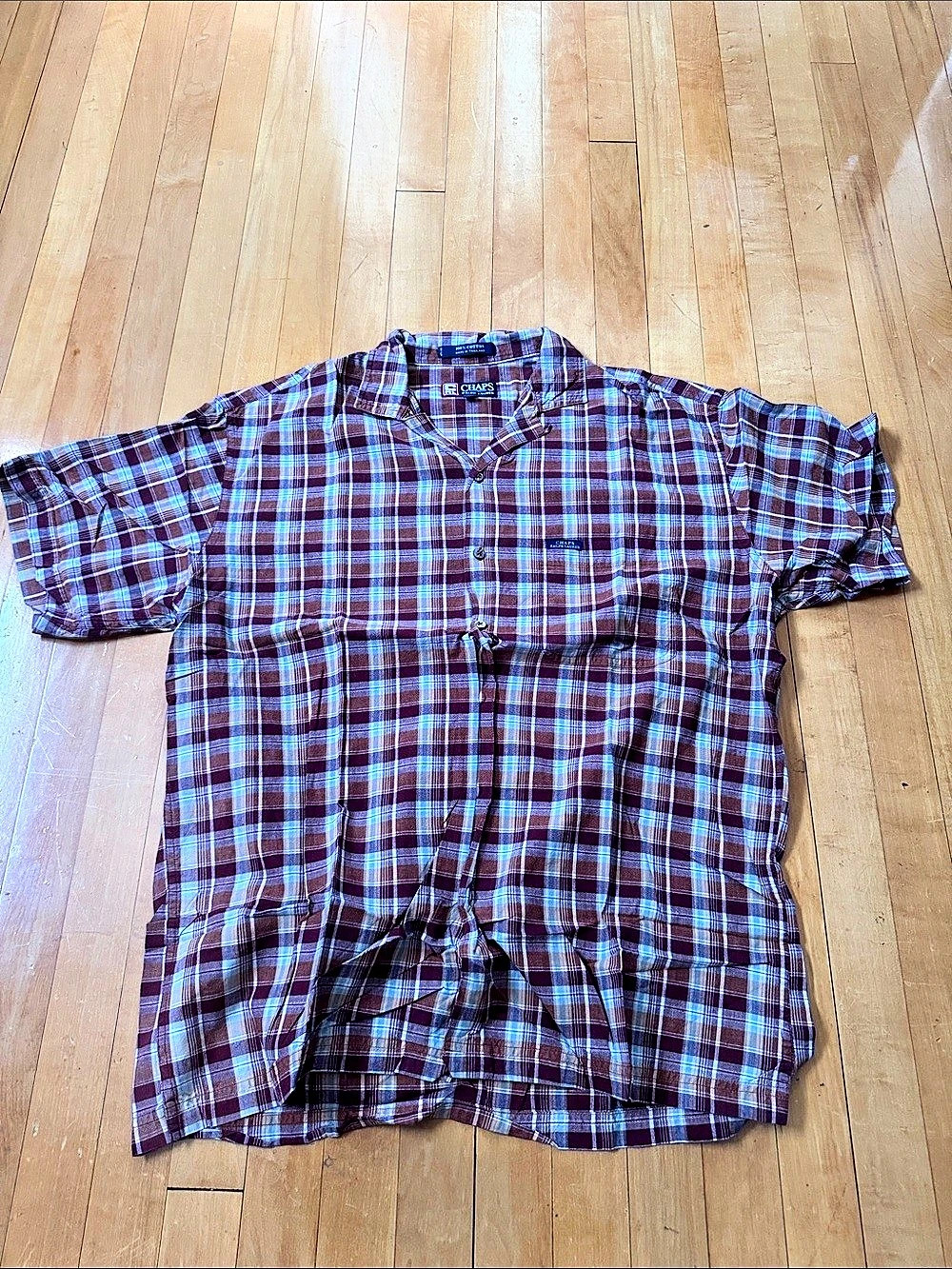 Chaps Ralph Lauren vintage Men's Plaid ss button down Shirt men’s Large